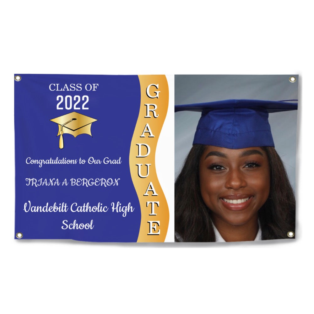 2022 Personalized Name/Photo, 7 Colors Congrats Graduate Wave Photo Banner