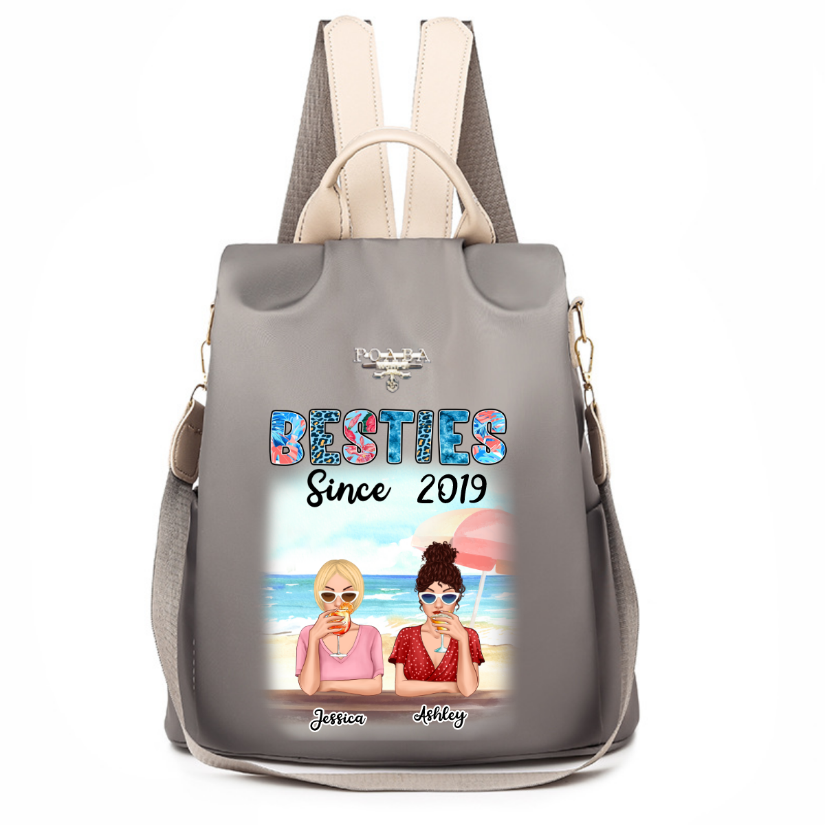 Besties Since Summer Patterned Personalized Backpack