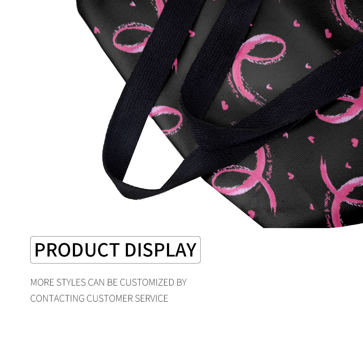 Love and Support Pink Ribbon Pattern Canvas Bag No.LPFM8M
