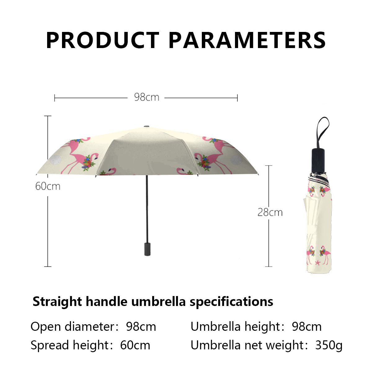 Flamingos N Sand Dollars Tropical Christmas Brushed Polyester Umbrella No.3YYYGN
