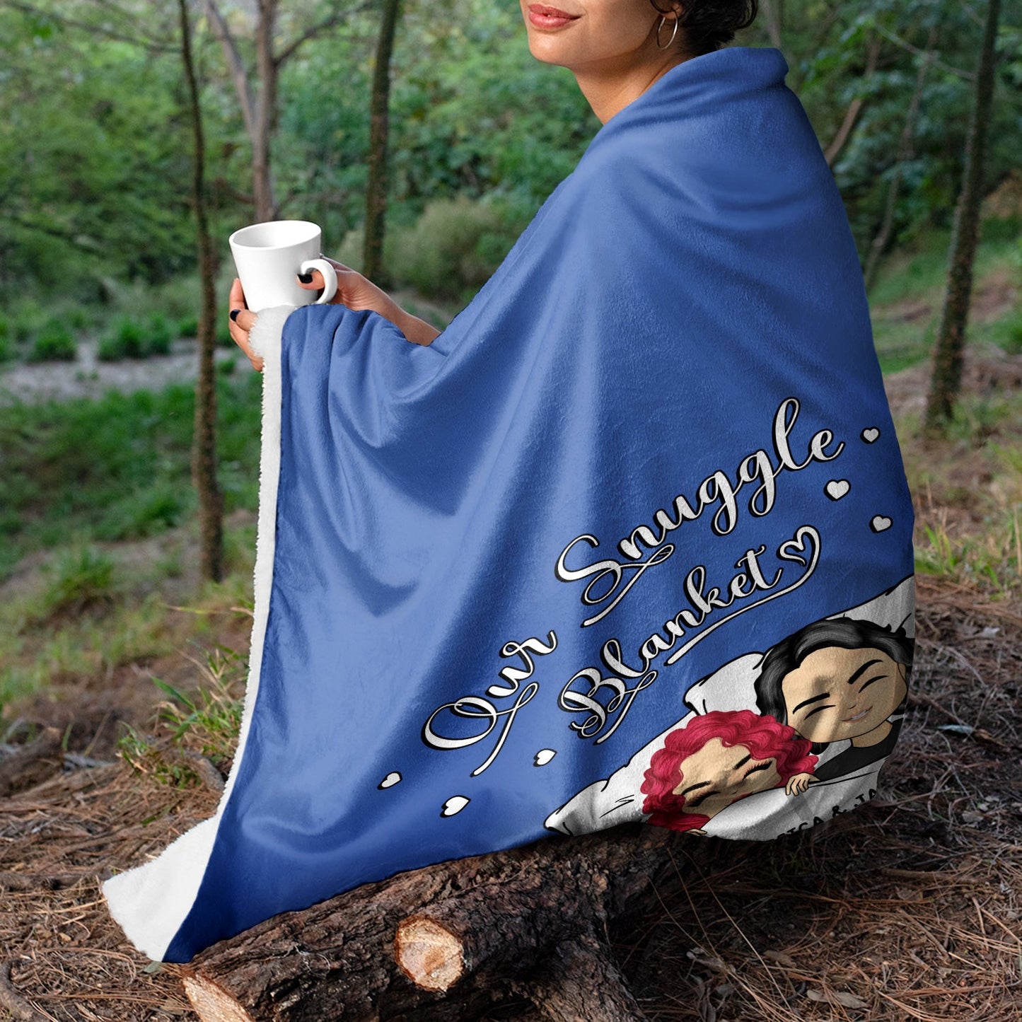 Couple Chibi Snuggle Blanket - Personalized Custom Fleece Blanket