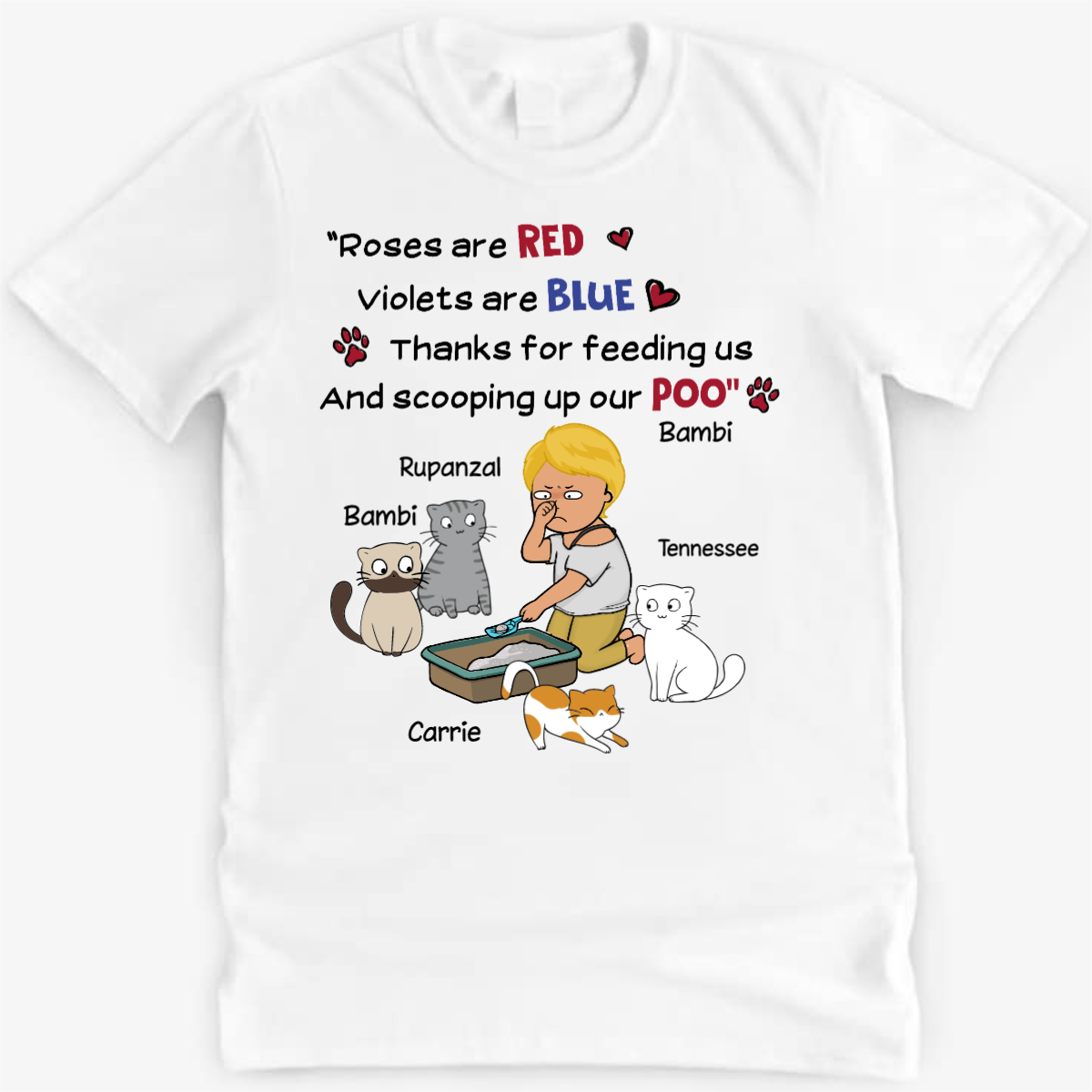 Chibi Girl Scooping Cat Poo Personalized Shirt