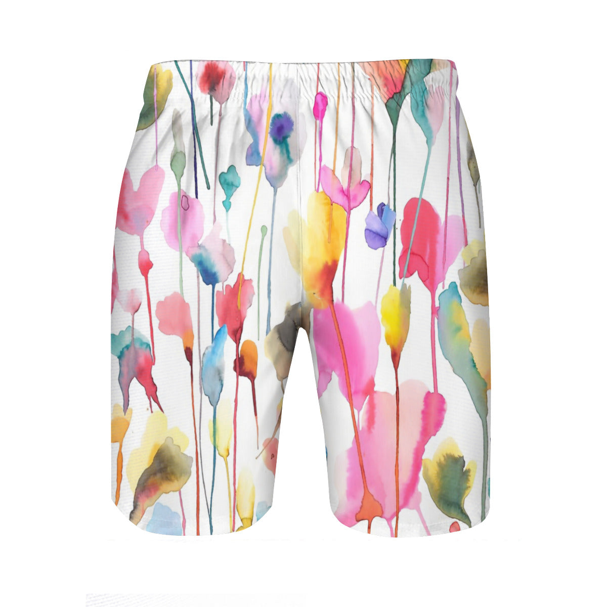 Watercolor Colorful Spring Flowers Graphic Men's Swim Trunks No.53P3MU