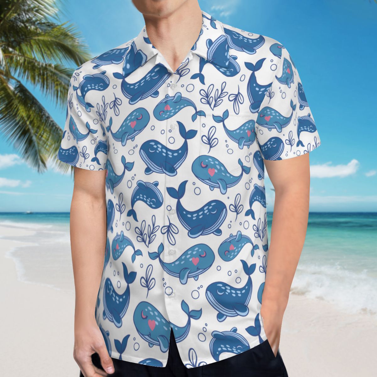 Cute Whale Hawaiian Shirts No.5QG9IZ