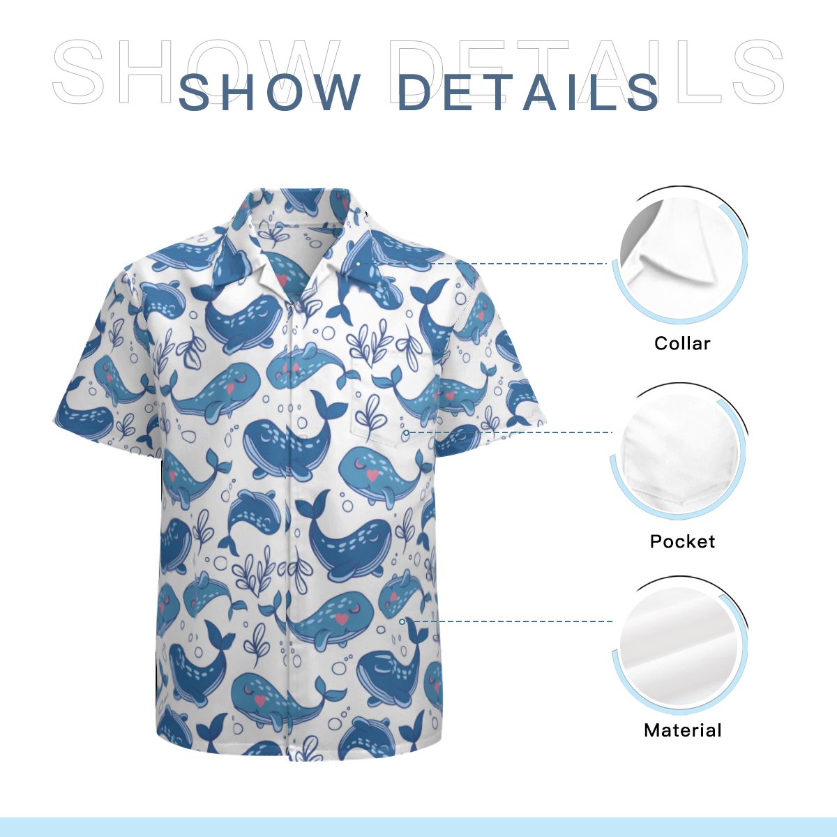 Cute Whale Hawaiian Shirts No.5QG9IZ
