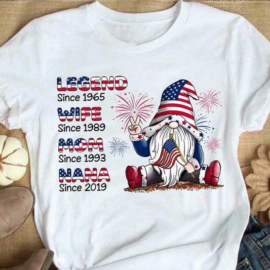 Gnome Grandma Legend 4th Of July Independence Day Personalized Shirt