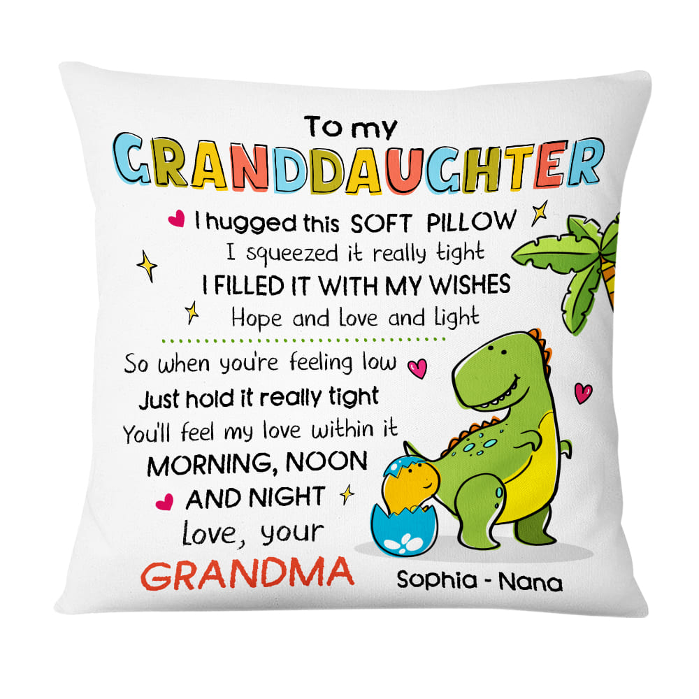 Personalized Mom Grandma Hug This Dinosaur Drawing Pillow