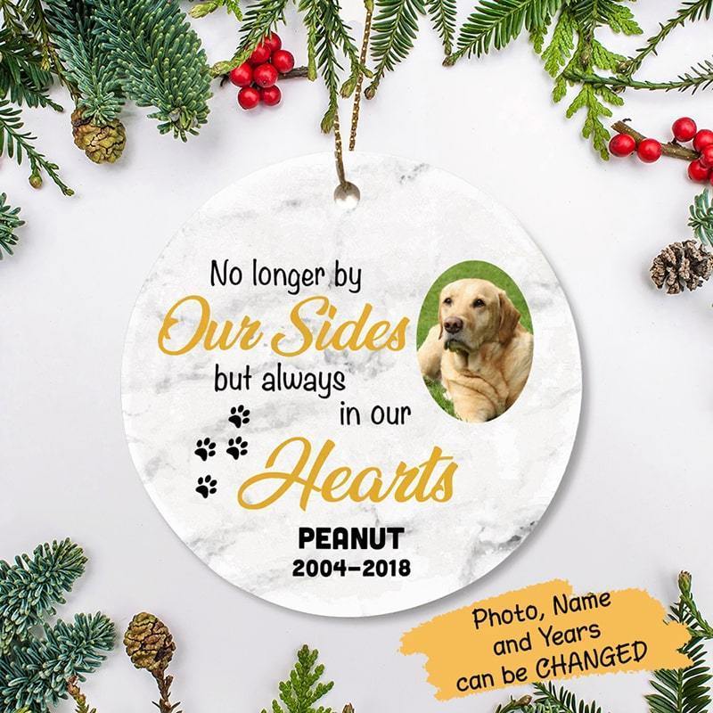 Always In Our Hearts Pet Memorial Photo Circle Ornament
