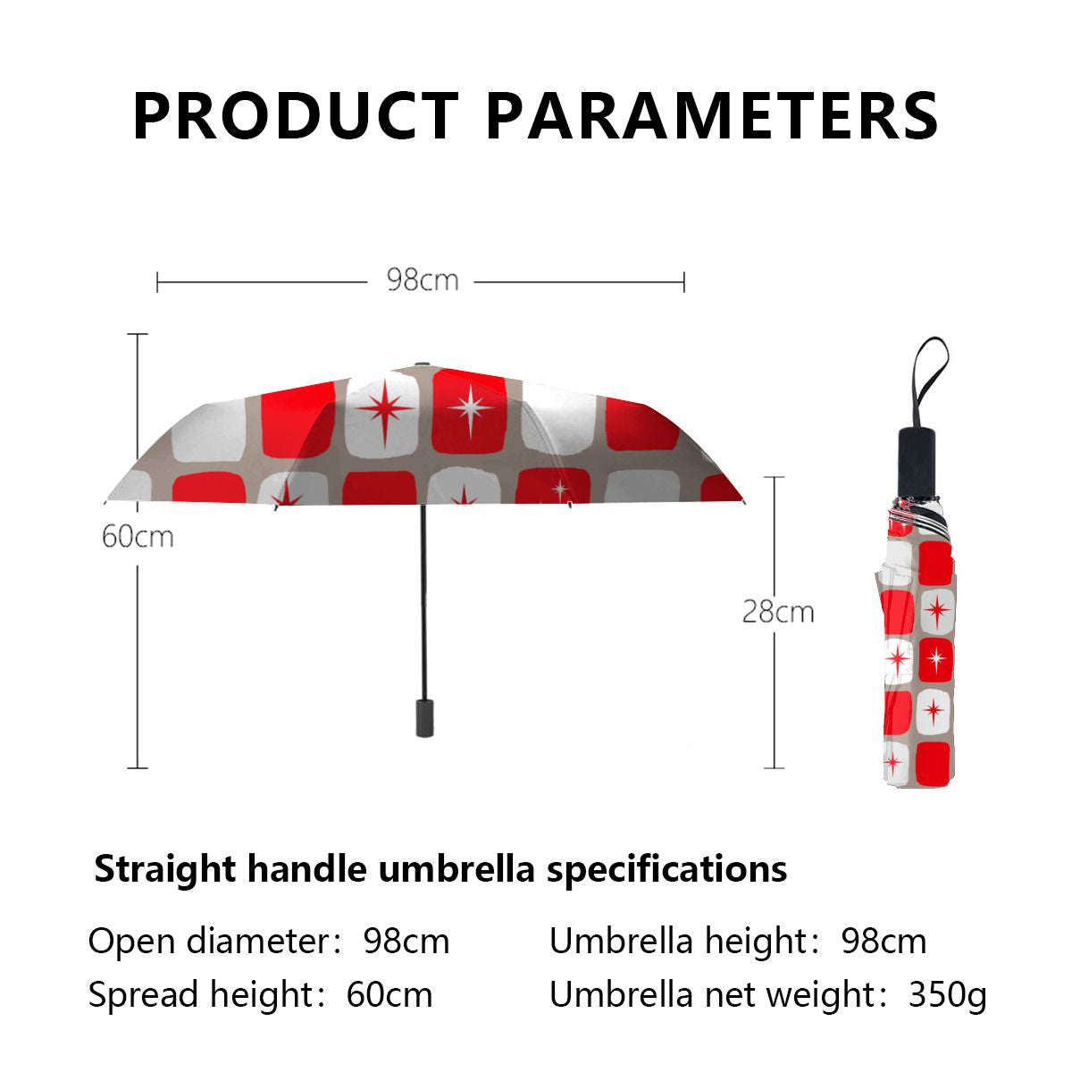 Retro Red Starburts Christmas Umbrella No.6OSUTV