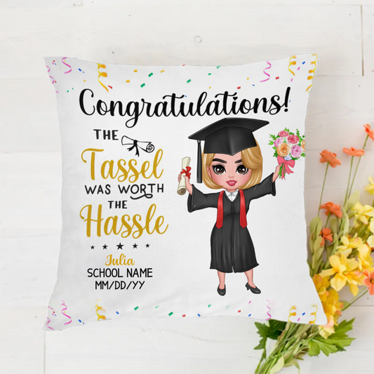 Graduation Girl Boy Personalized Polyester Linen Pillow