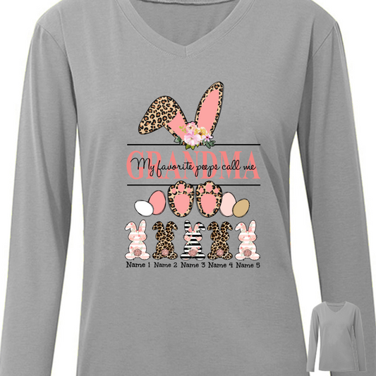 Personalized Mom Grandma Easter Bunny Long Sleeve Shirt