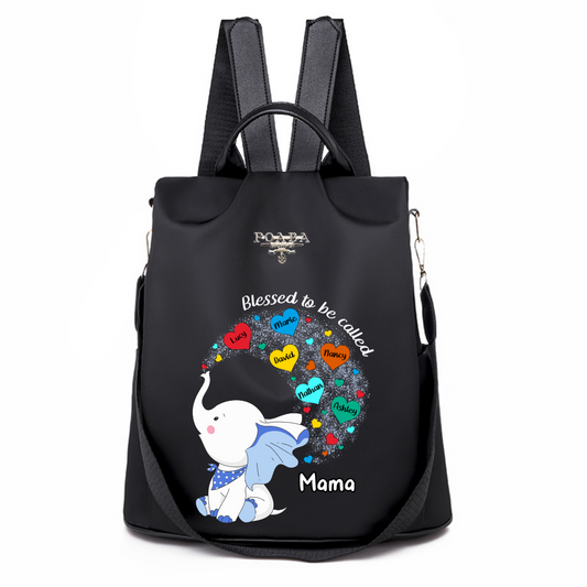 Elephant Mama Sprays Hearts Personalized Backpack