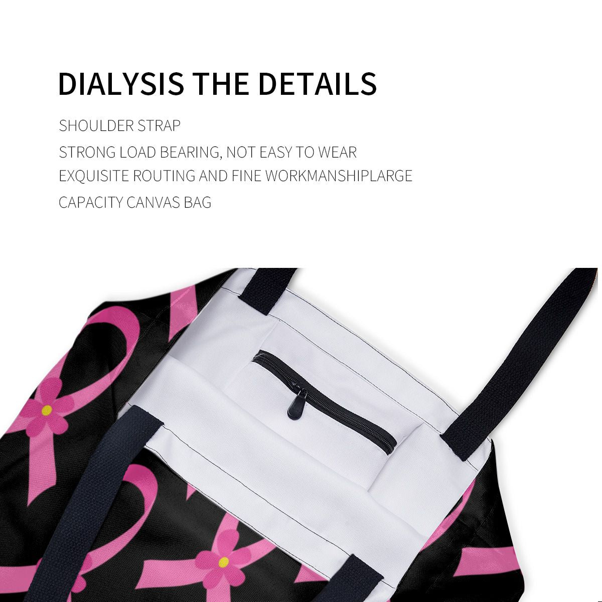 Breast Cancer Awareness Pink Ribbon Canvas Bag No.STMGR6