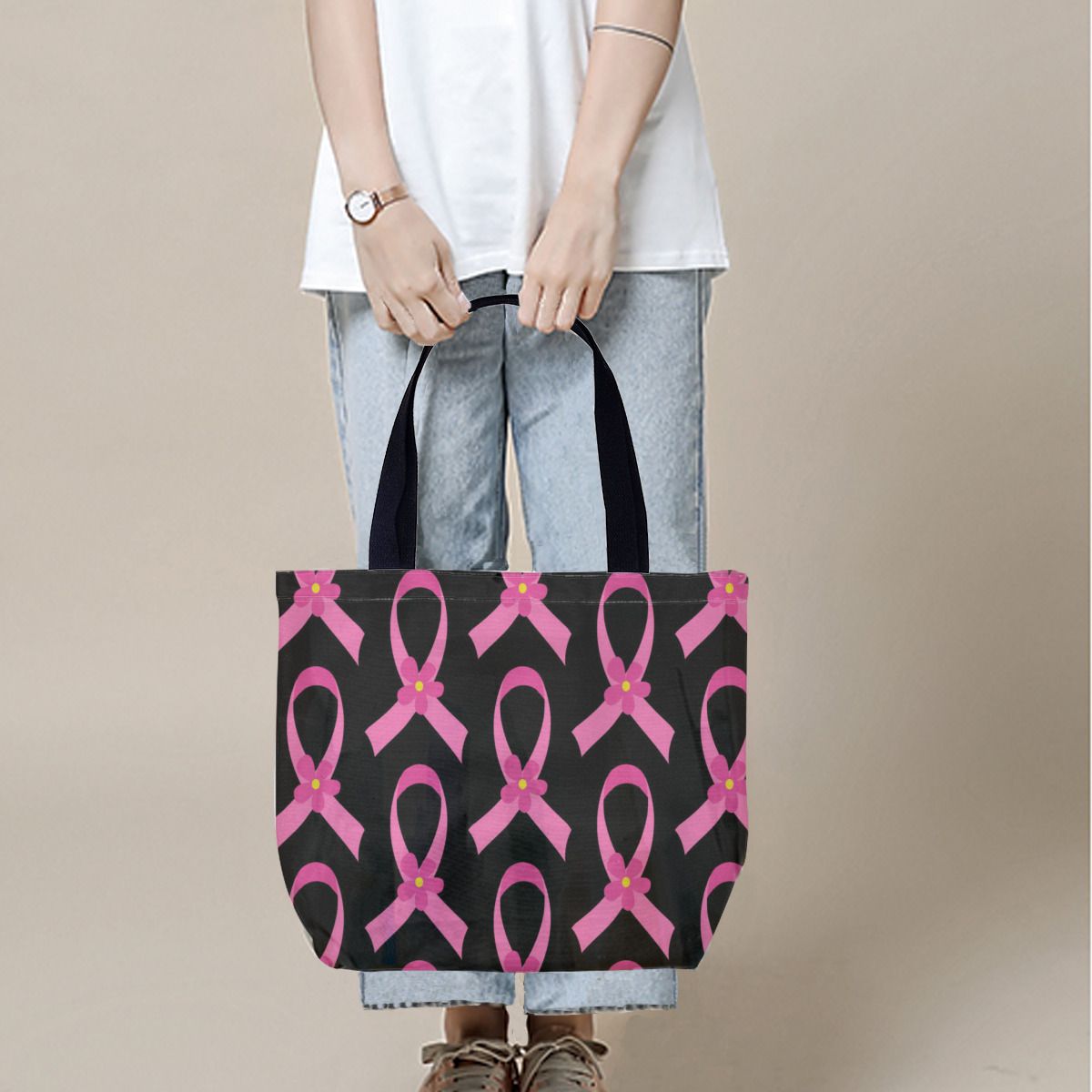 Breast Cancer Awareness Pink Ribbon Canvas Bag No.STMGR6