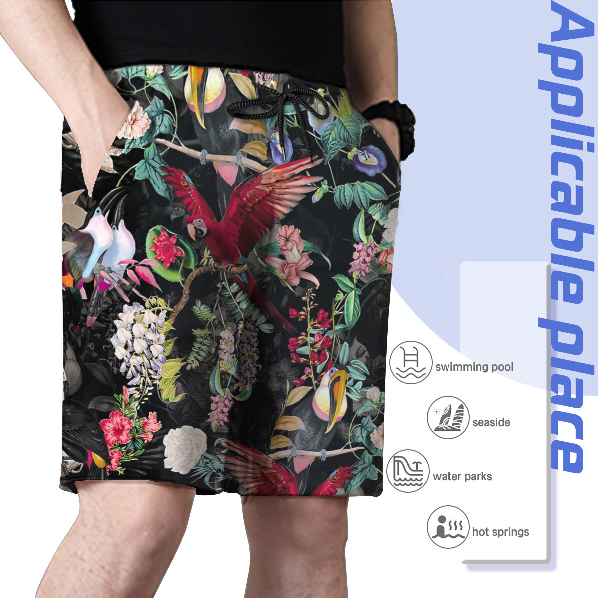 Floral And Birds Ix Graphic Men's Swim Trunks No.7QX8EO