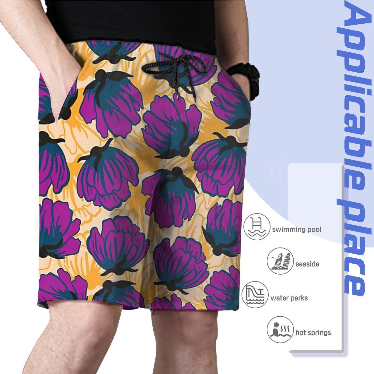 Queen Of Flowers Graphic Men's Swim Trunks No.8ITQST