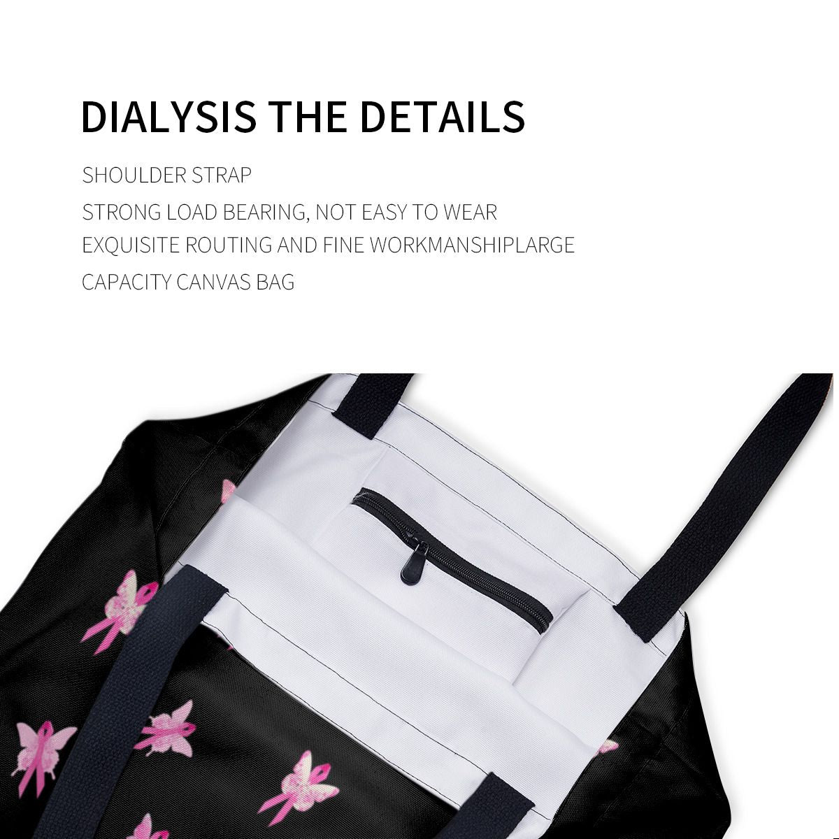 pink ribbon breast cancer awareness butterflies Canvas Bag No.N4J48S