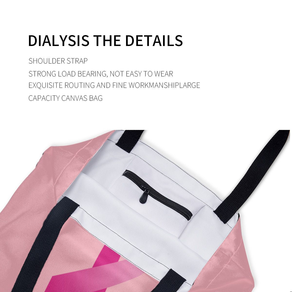 Pink Ribbon Breast Cancer awareness Canvas Bag NO. 82L9DN