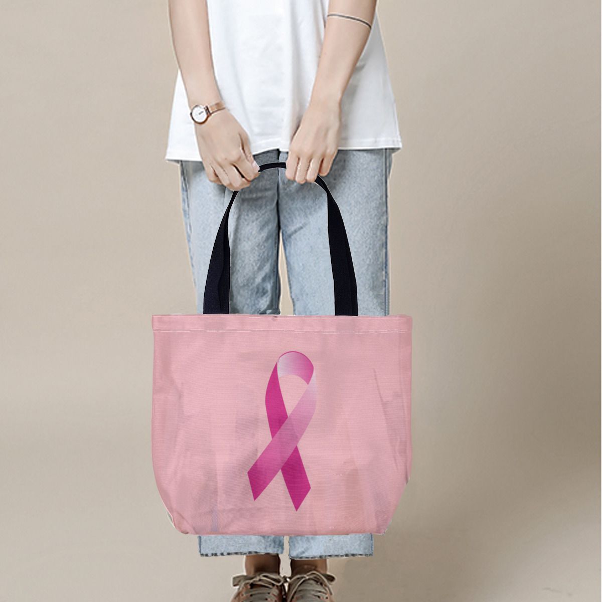 Pink Ribbon Breast Cancer awareness Canvas Bag NO. 82L9DN