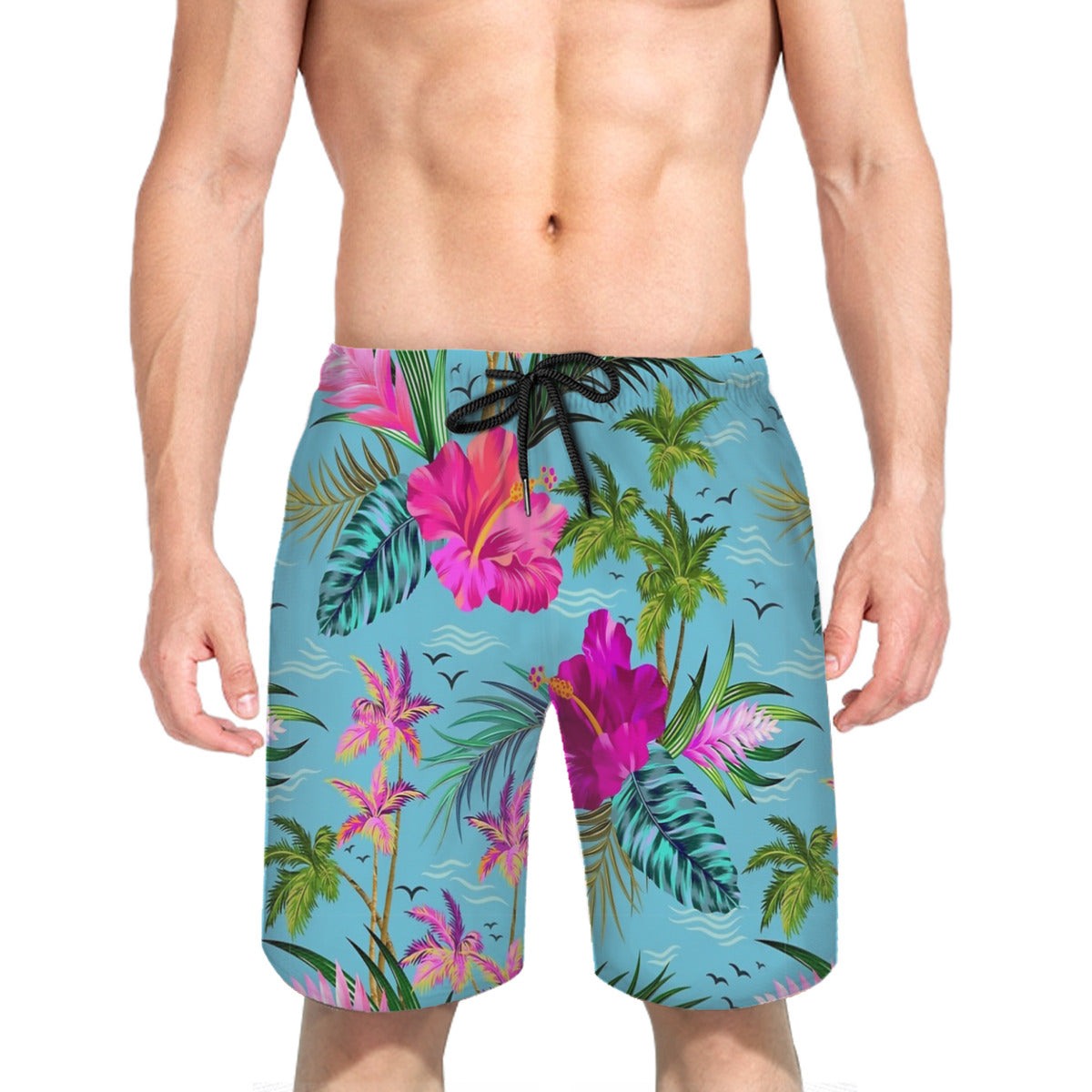 Hello Hawaii, A Stylish Retro Aloha Pattern Graphic Men's Swim Trunks No.9F6X2P