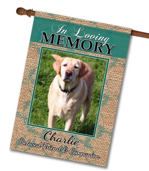 Burlap Pet Memorial – Personalized Photo & Name – Garden Flag & House Flag