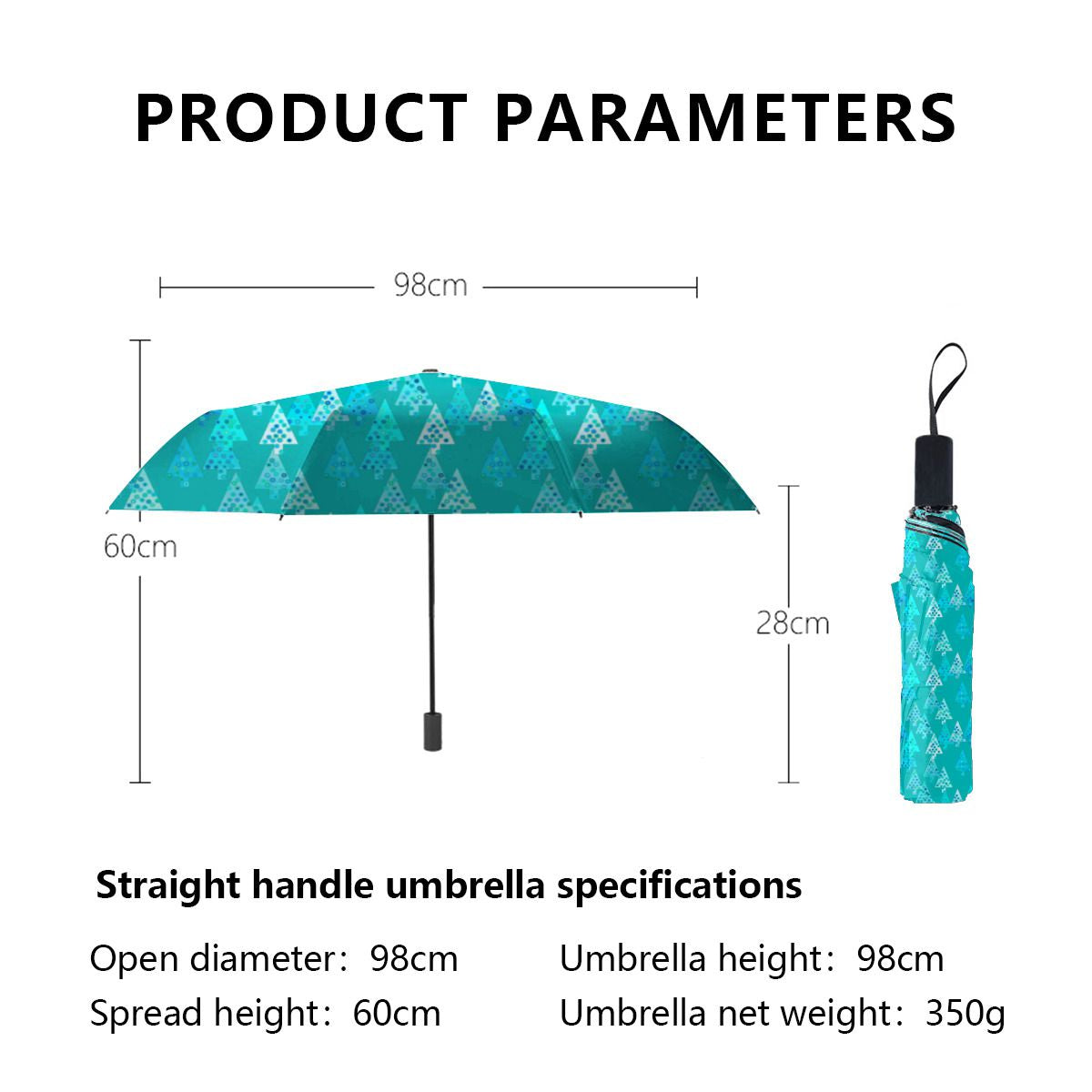 Modern Flower Christmas Trees - Turquoise Brushed Polyester Umbrella No.C93SR7
