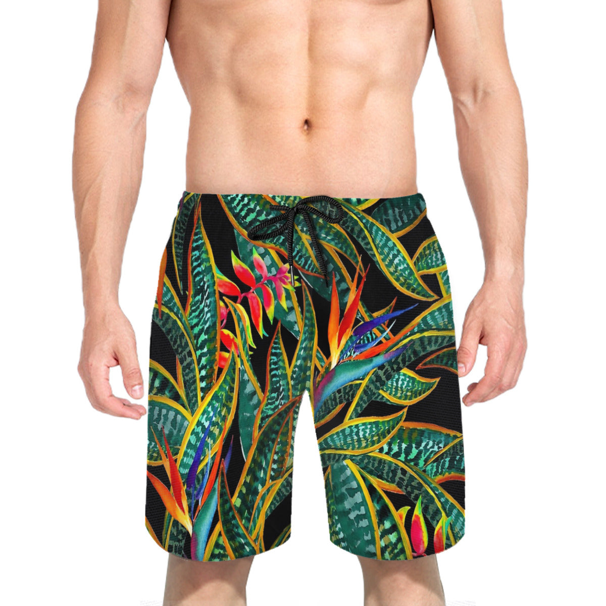 Dark Cactus Party Graphic Men's Swim Trunks No.CJSGX4