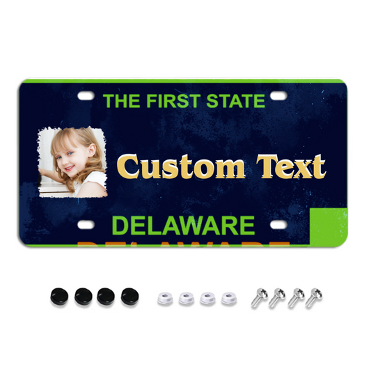 Delaware Custom License Plates, Personalized Photo & Text & Background