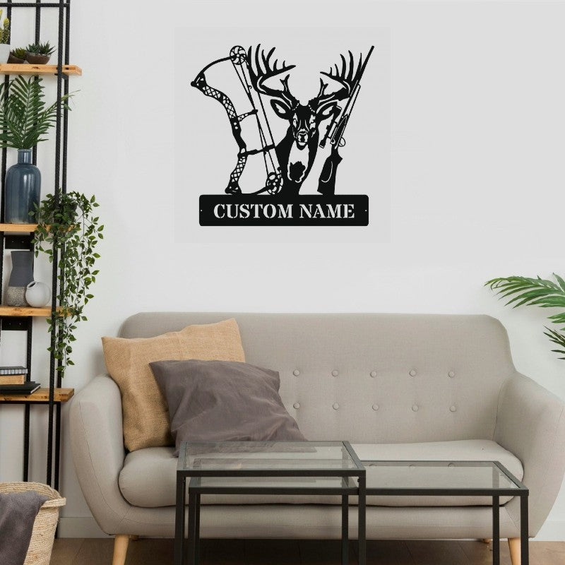Deer Bow Hunting Custom Name Custom Metal Hunting Sign