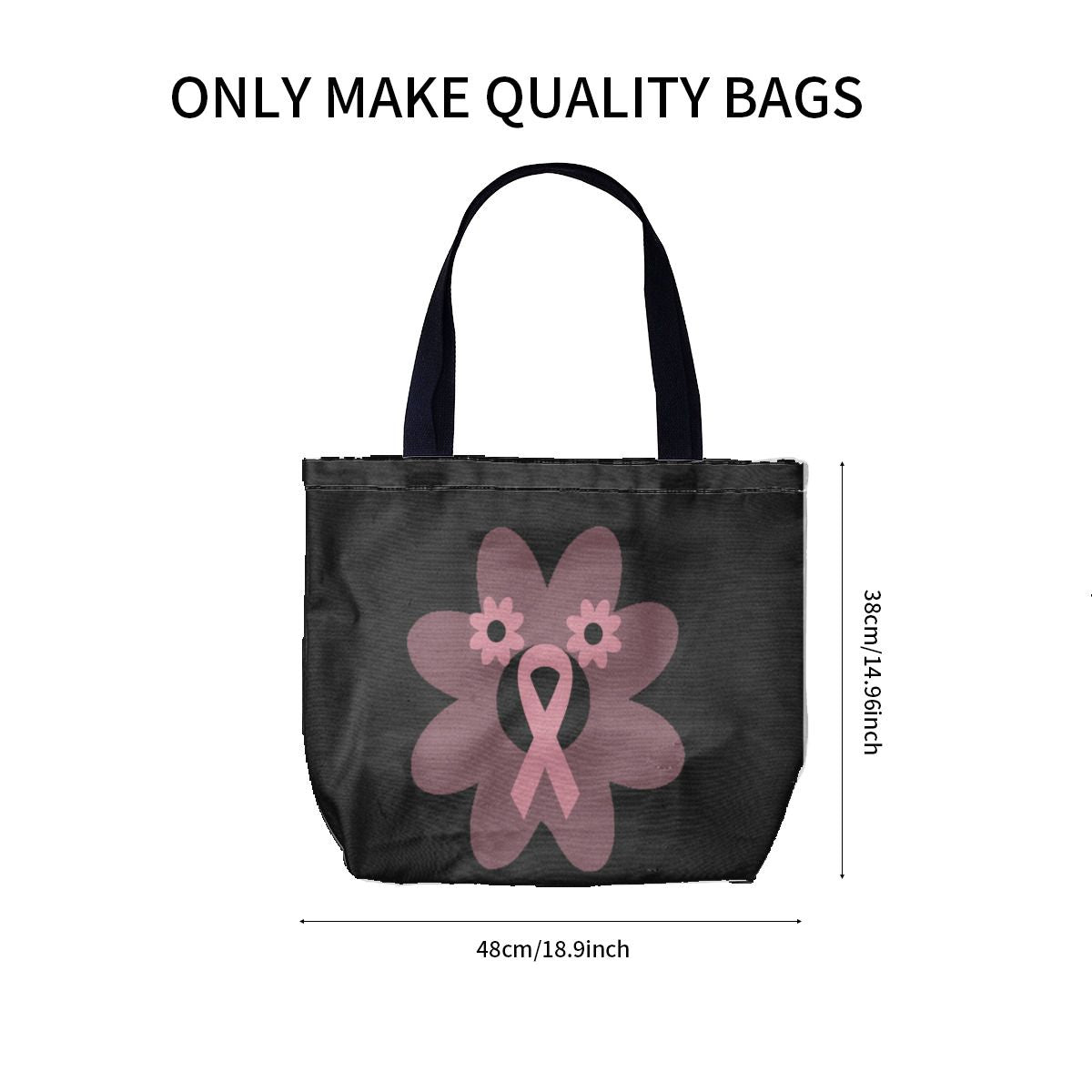 Breast Cancer Awareness Pink Ribbon Flower Canvas Bag No.PORAFY