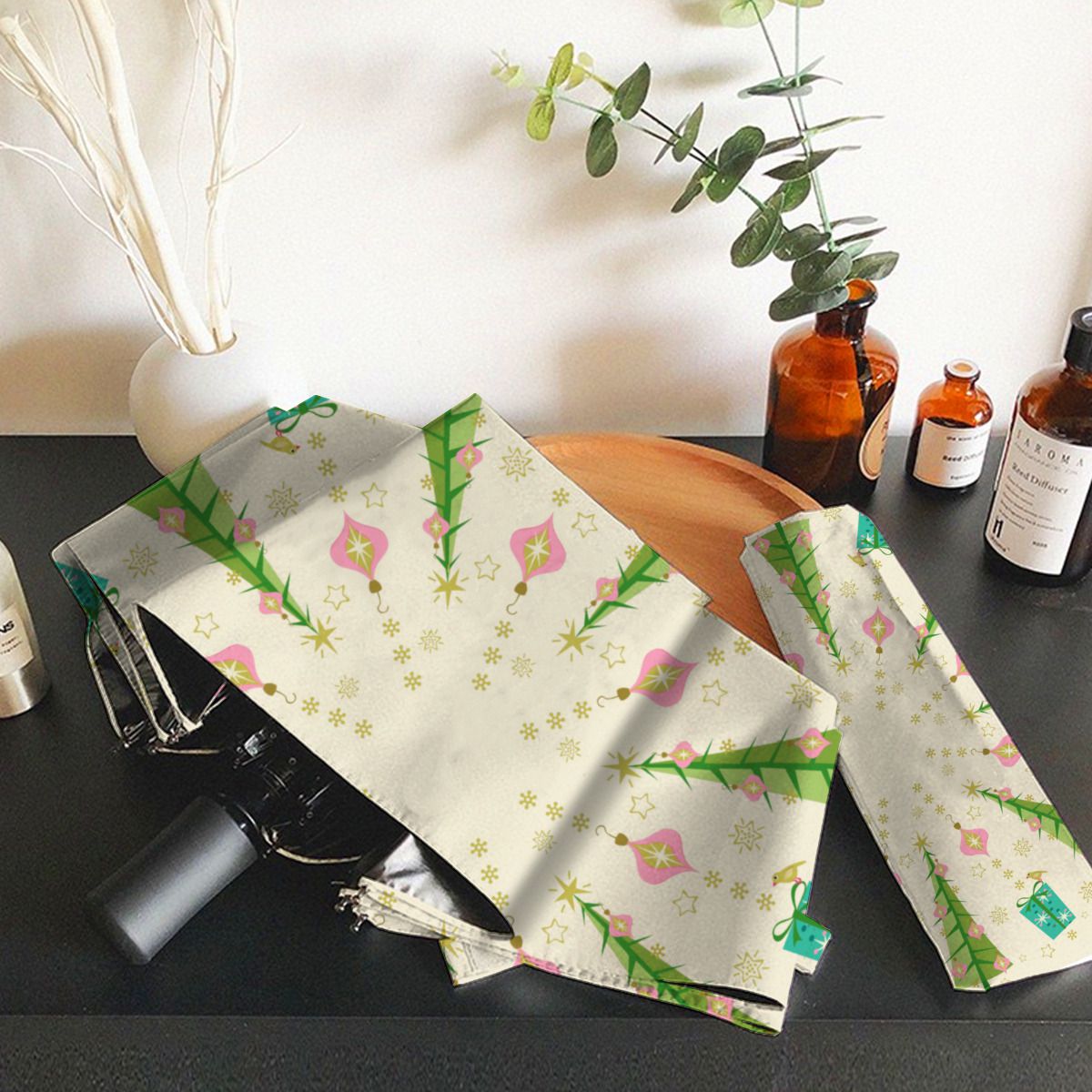 Vintage Holiday Sparkle By Studioxtine Brushed Polyester Umbrella No.JSWQVG