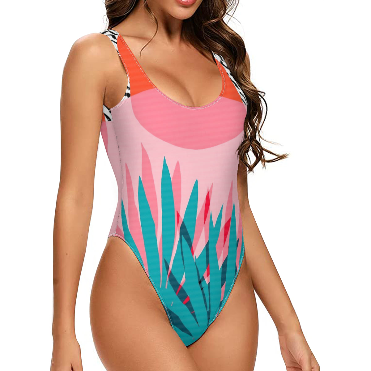 Whoa - Palm Sunrise Southwest California Palm Beach Sun City Los Angeles Hawaii Palm Springs Resort Decor Graphic One-Piece Swimsuit for Women No.MBK6FA