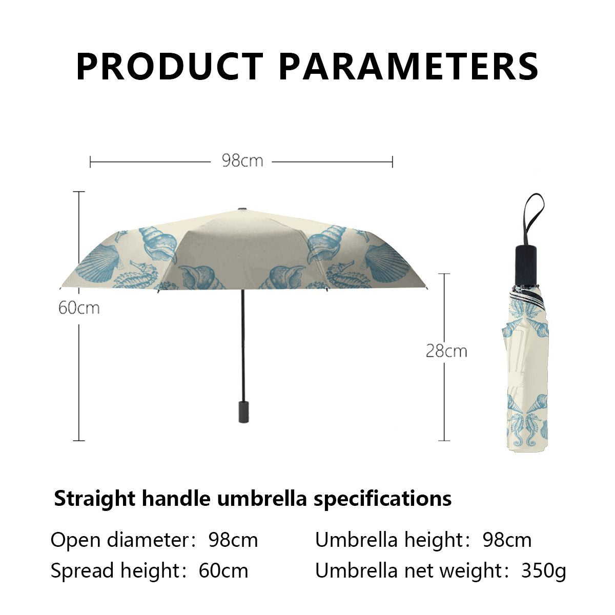 Sea Side Beach Merry Christmas Warm White Brushed Polyester Umbrella No.MUDSNZ