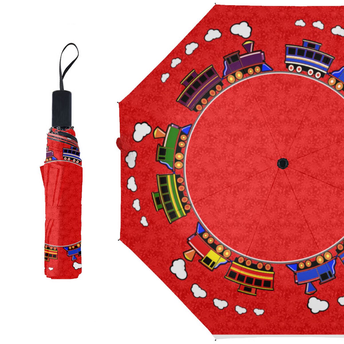 Personalized Colorful Toy Trains Brushed Polyester Umbrella No.MXQQ74