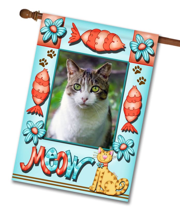 Meow – Personalized Photo & Name – Garden Flag & House Flag