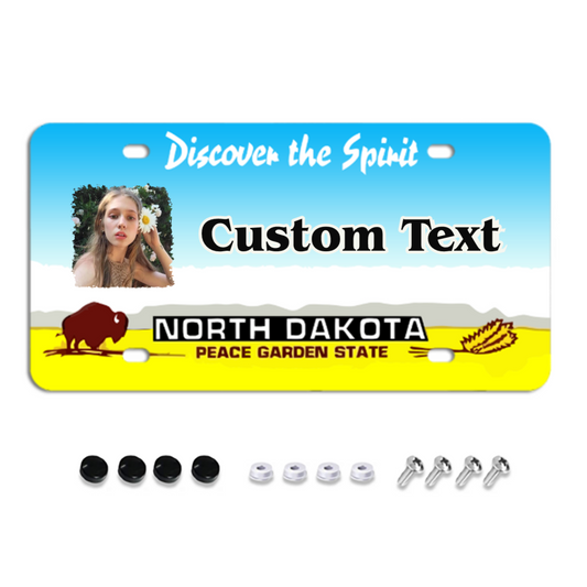North Dakota Custom License Plates, Personalized Photo & Text & Background