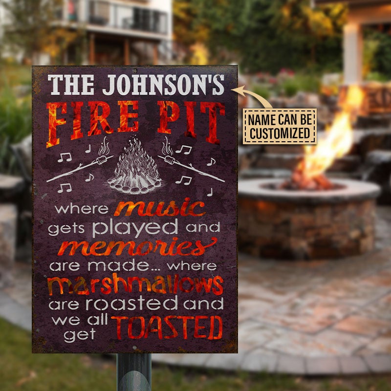 Personalized Camping Fire Pit Get Toasted Color Customized Classic Metal Signs