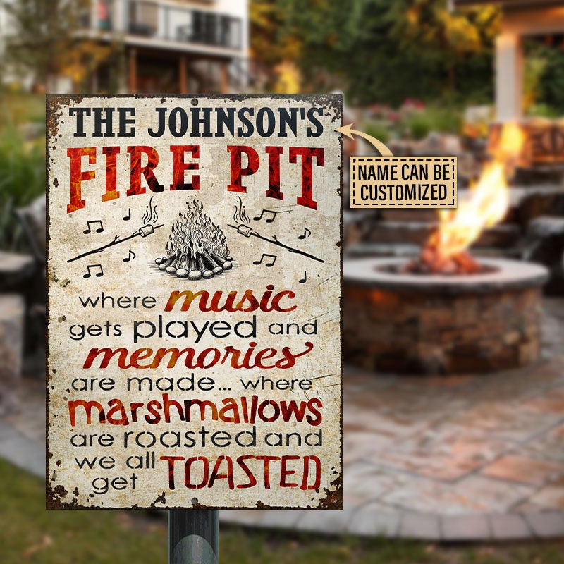 Personalized Camping Fire Pit Get Toasted Color Customized Classic Metal Signs