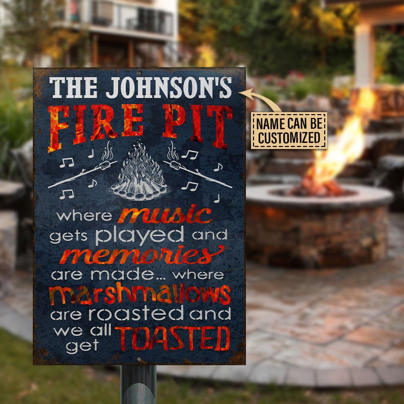 Personalized Camping Fire Pit Get Toasted Color Customized Classic Metal Signs