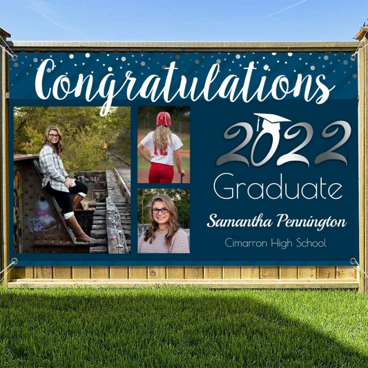 Personalized Name/Photo, Graduation Class of 2022 Photo Collage Banner