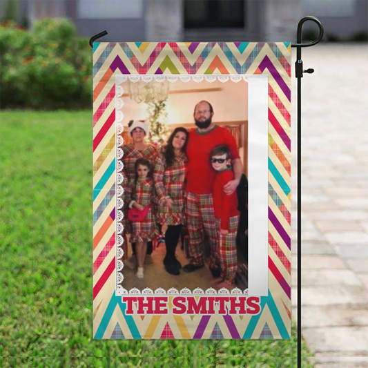 Personalized Multi Color Chevron House Flag & Garden Flag