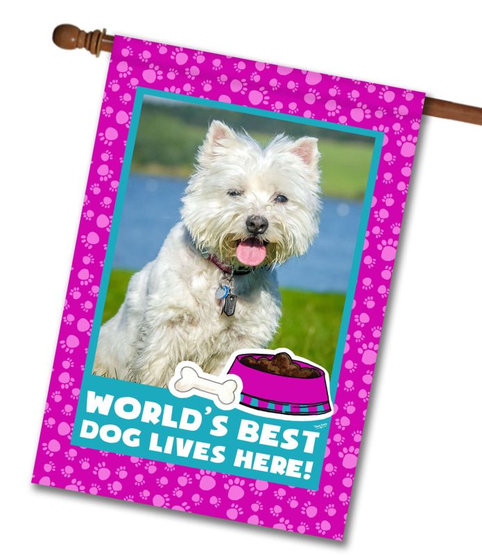 World's Best Dog – Pink – Personalized Photo & Name – Garden Flag & House Flag