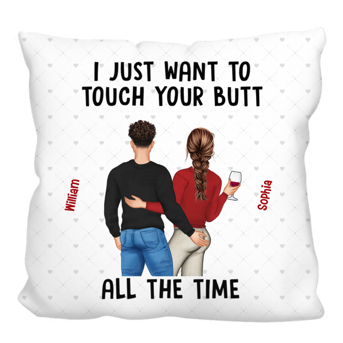 Back View Couple Funny Gift For Him For Her Personalized Custom Polyester Linen Pillow