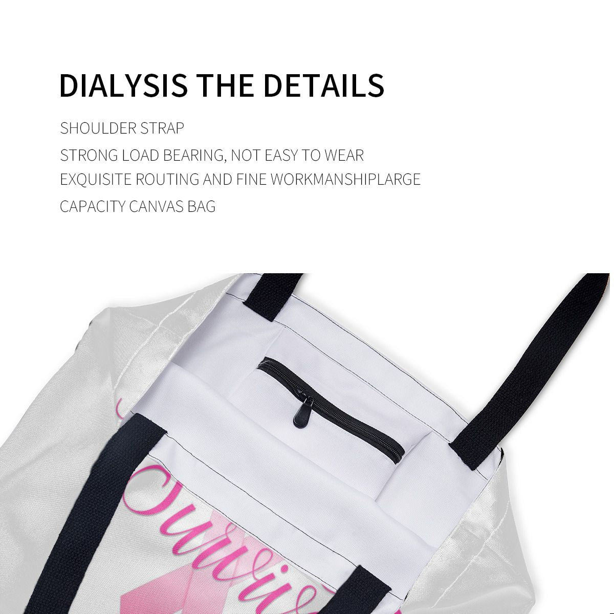 Pink Support Ribbon Breast Cancer Survivor Canvas Bag No.T2SRWP