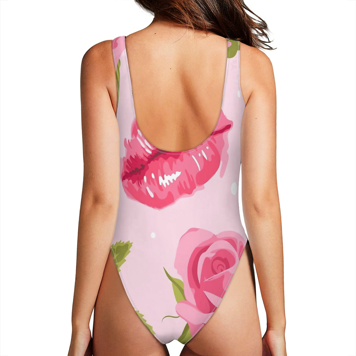 Floral Girly Pattern Pinky Floral Seamless Exotic Watercolor Garden Graphic One-Piece Swimsuit for Women No.R7VF8A
