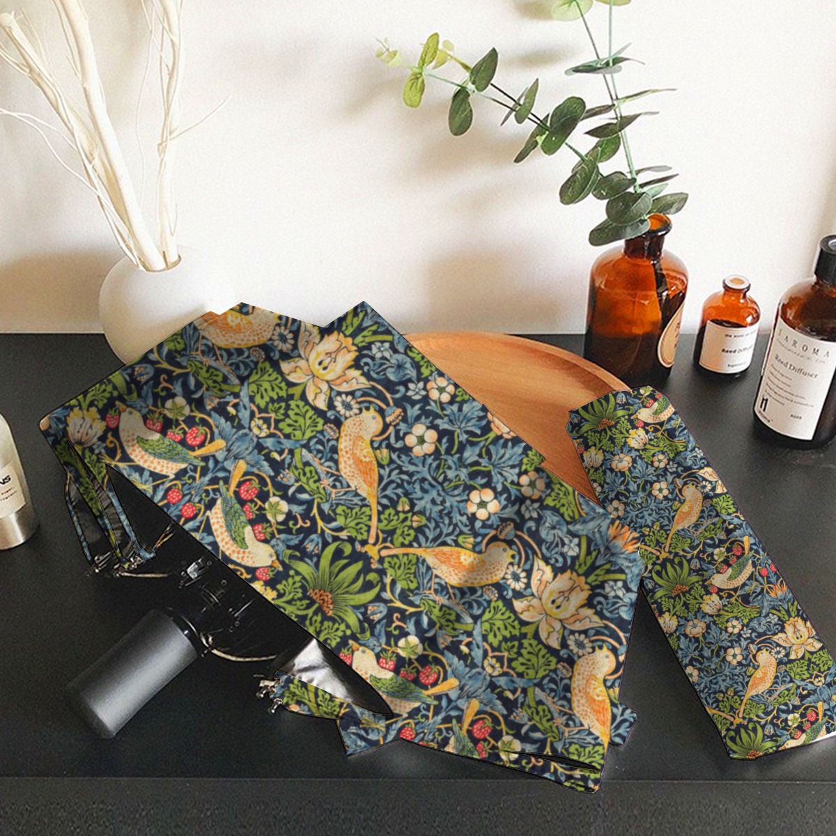 William Morris Strawberry Thief Floral Pattern Brushed Polyester Umbrella No.RUFW34