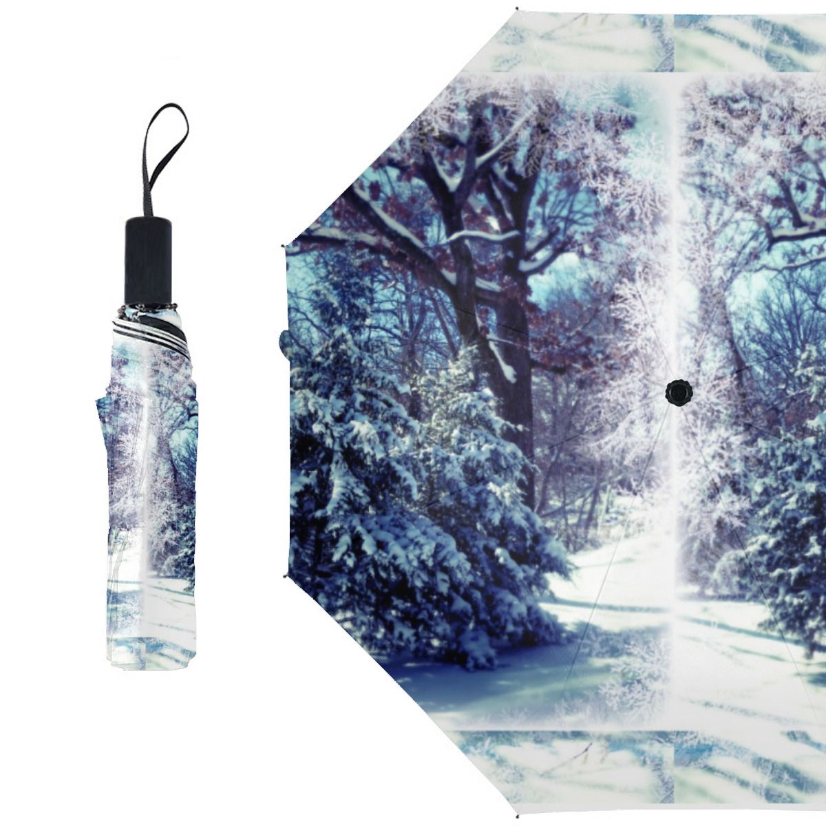Silver Blue Winter Wonderland Christmas Umbrella No.RZKICE