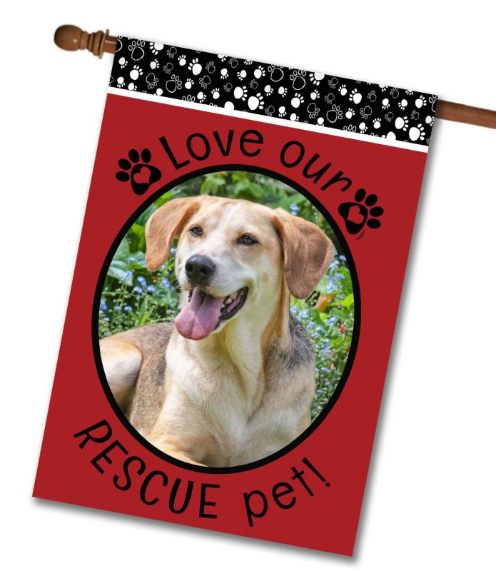 Rescue Pet Red – Personalized Photo & Name – Garden Flag & House Flag