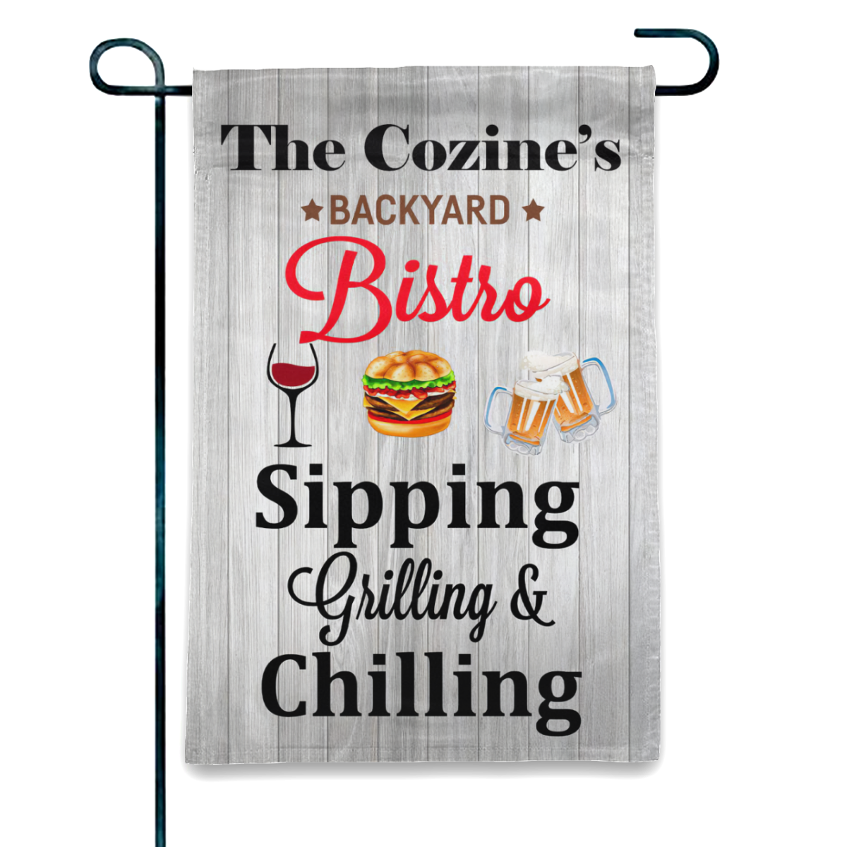 Personalized Backyard Bistro Sipping Grilling Chilling Garden Flag No.SDTAT5