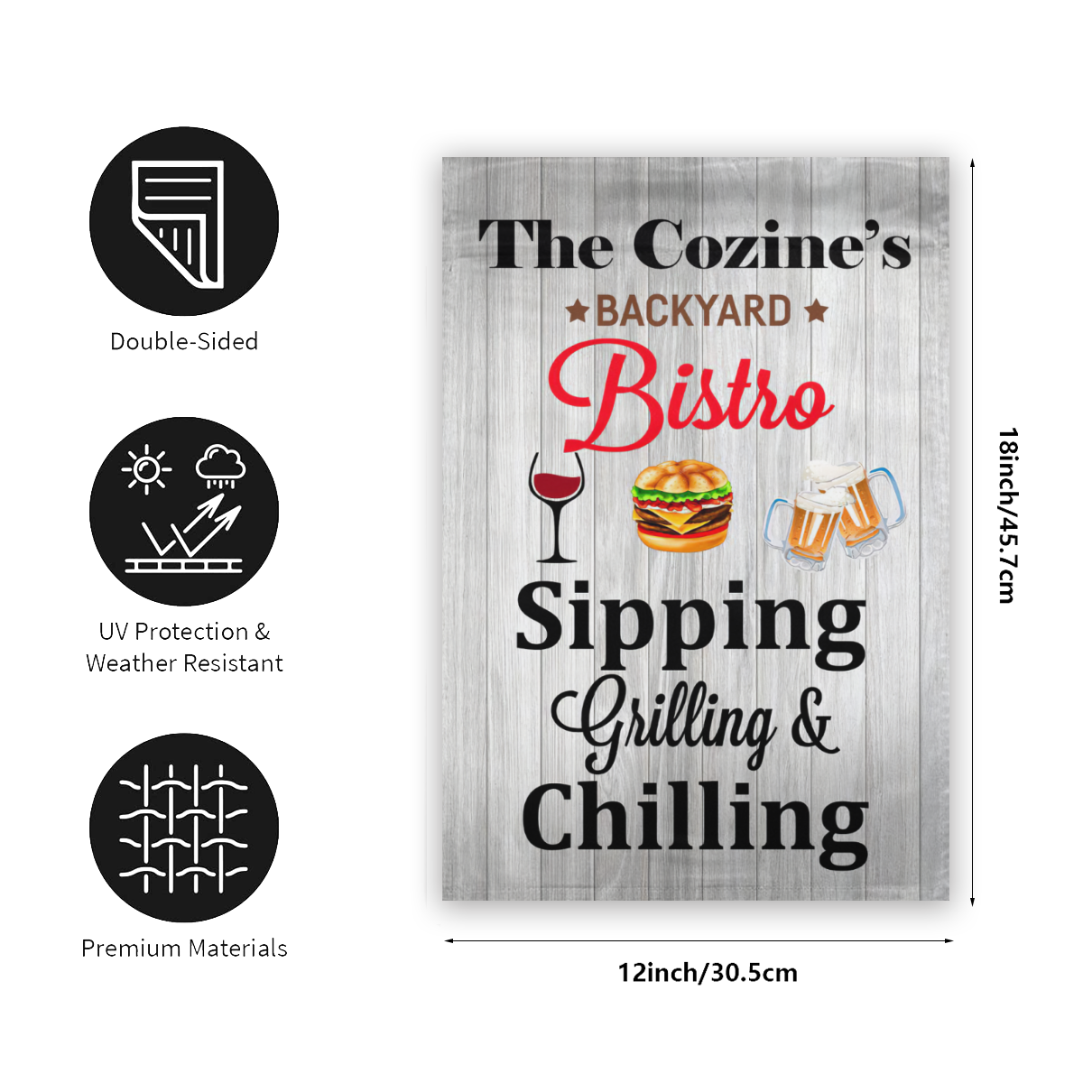 Personalized Backyard Bistro Sipping Grilling Chilling Garden Flag No.SDTAT5